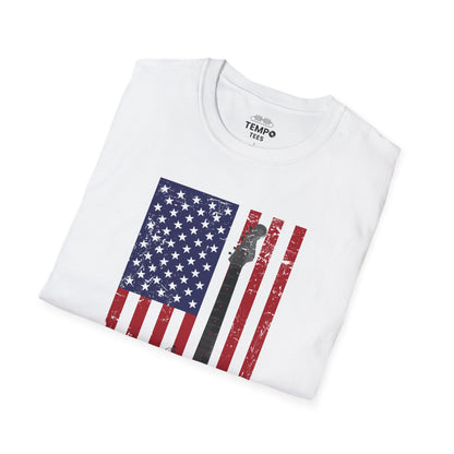 American Flag Guitar Tee 🎸 Patriotic Music Shirt - USA Guitarist Gift