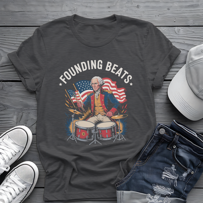 Founding Beats Tee 🥁 Patriotic 4th of July Drummer Shirt - George Washington Music Shirt