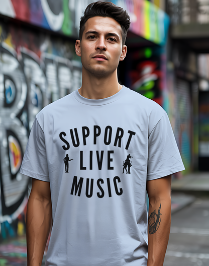 Support Live Music Tee 🎶 Musician Silhouettes Shirt - Concert Lover Gift