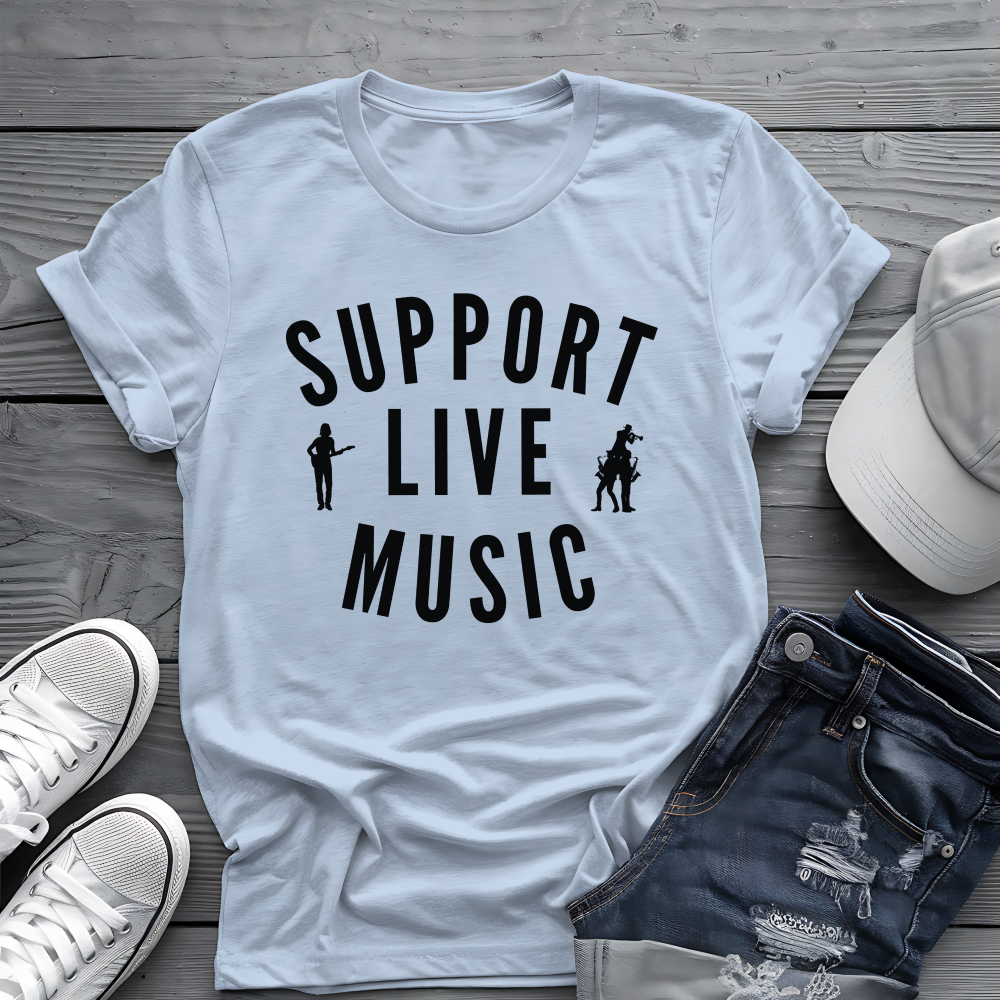 Support Live Music Tee 🎶 Musician Silhouettes Shirt - Concert Lover Gift