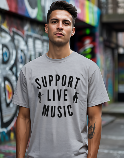 Support Live Music Tee 🎶 Musician Silhouettes Shirt - Concert Lover Gift