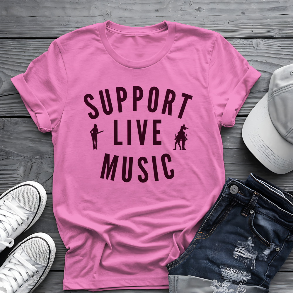 Support Live Music Tee 🎶 Musician Silhouettes Shirt - Concert Lover Gift