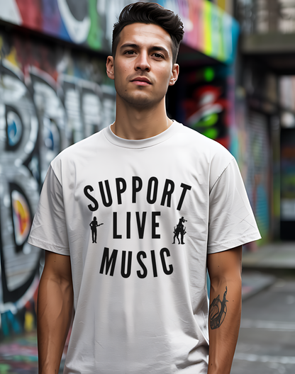 Support Live Music Tee 🎶 Musician Silhouettes Shirt - Concert Lover Gift