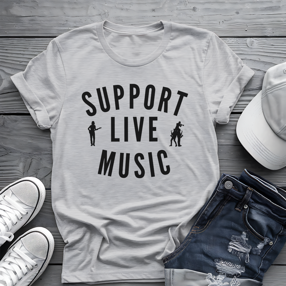 Support Live Music Tee 🎶 Musician Silhouettes Shirt - Concert Lover Gift