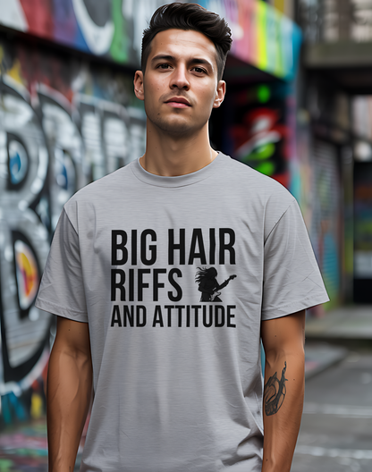 Big Hair Riffs And Attitude Tee 🎸 80s Rock Music Shirt