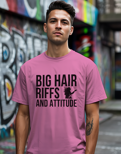 Big Hair Riffs And Attitude Tee 🎸 80s Rock Music Shirt