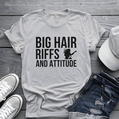 Big Hair Riffs And Attitude Tee 🎸 80s Rock Music Shirt