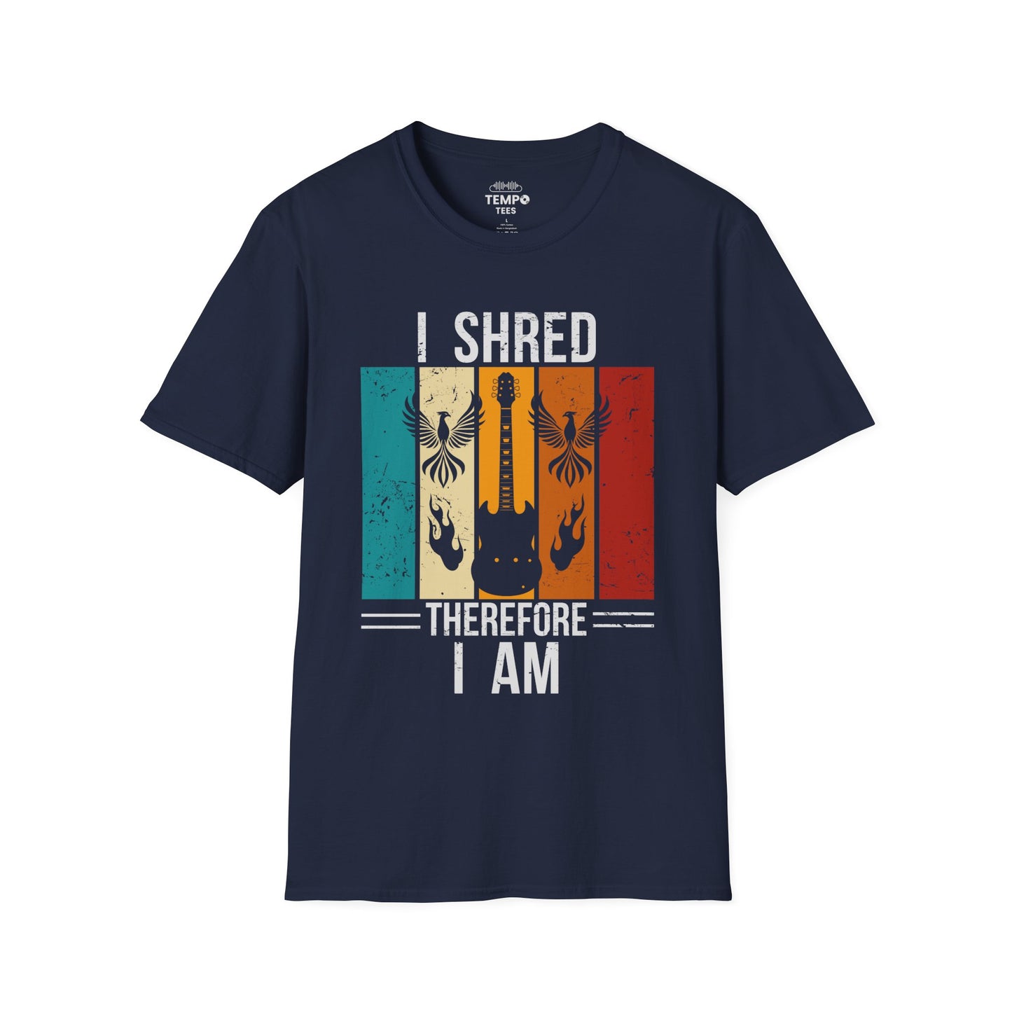 I Shred Therefore I Am T-Shirt 🎸 Retro Guitar Philosophy Shirt