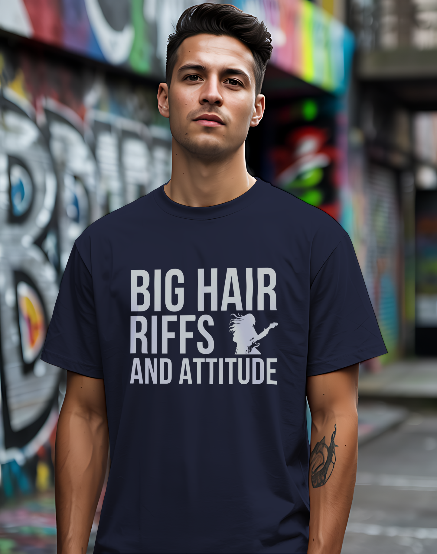 Big Hair Riffs And Attitude Tee 🎸 80s Rock Music Shirt