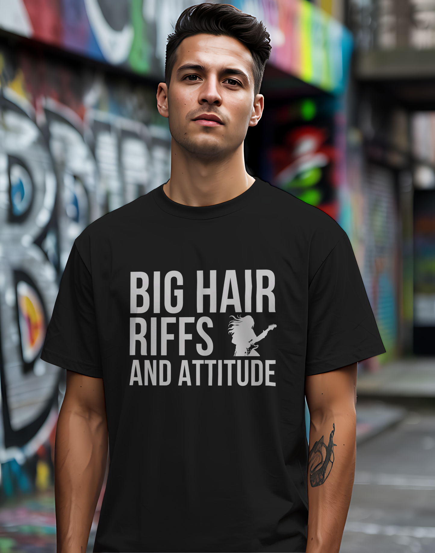 Big Hair Riffs And Attitude Tee 🎸 80s Rock Music Shirt