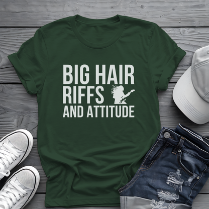 Big Hair Riffs And Attitude Tee 🎸 80s Rock Music Shirt