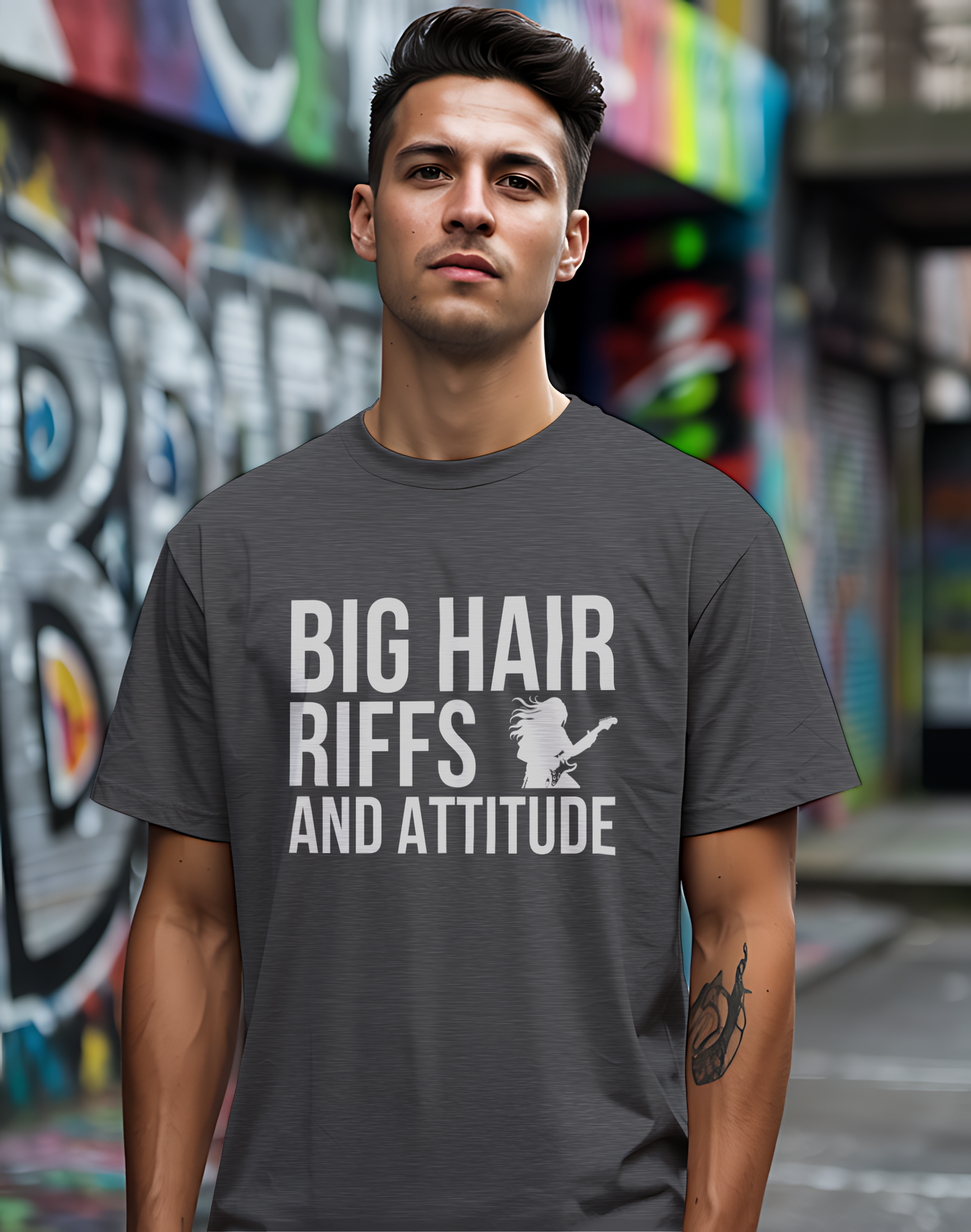 Big Hair Riffs And Attitude Tee 🎸 80s Rock Music Shirt