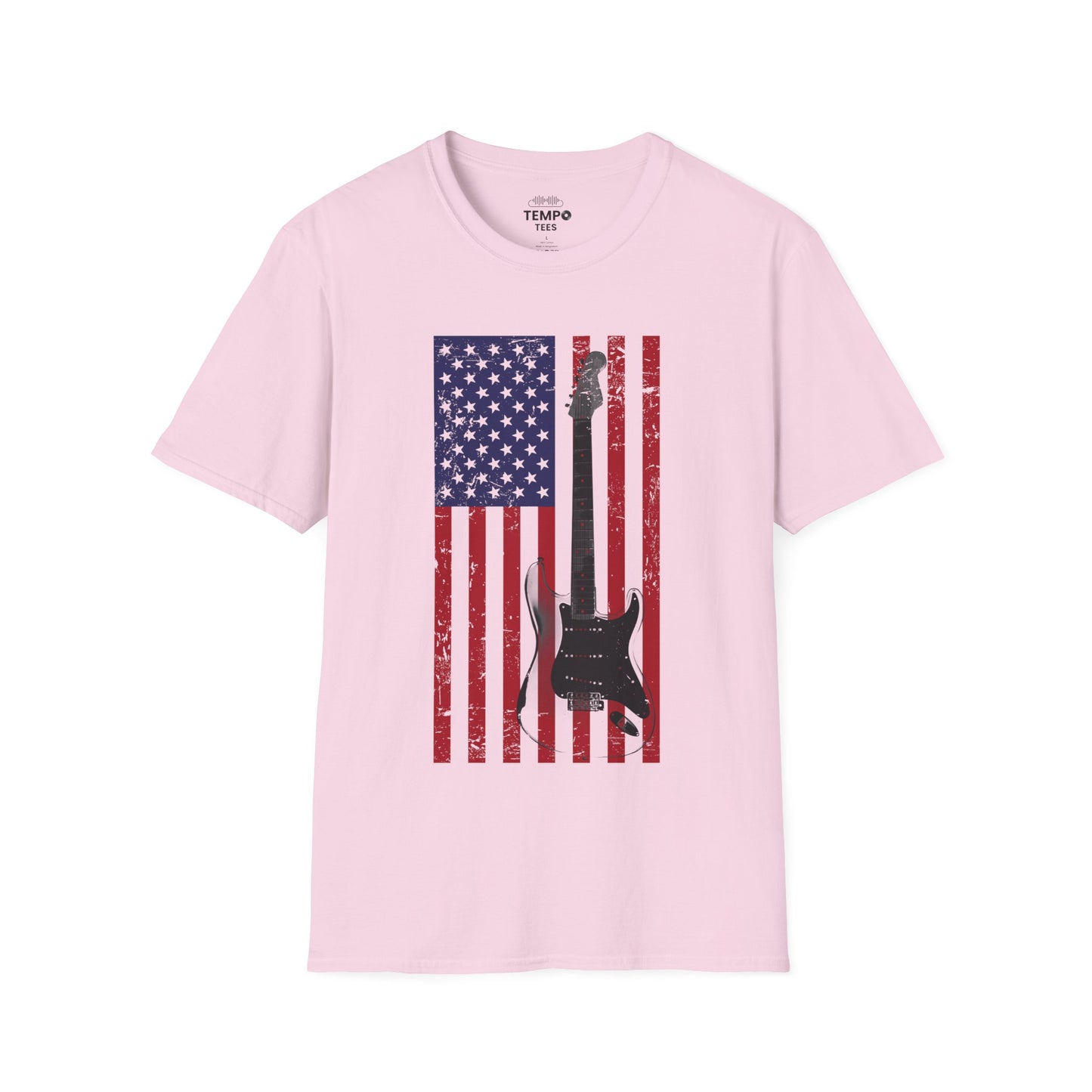 American Flag Guitar Tee 🎸 Patriotic Music Shirt - USA Guitarist Gift