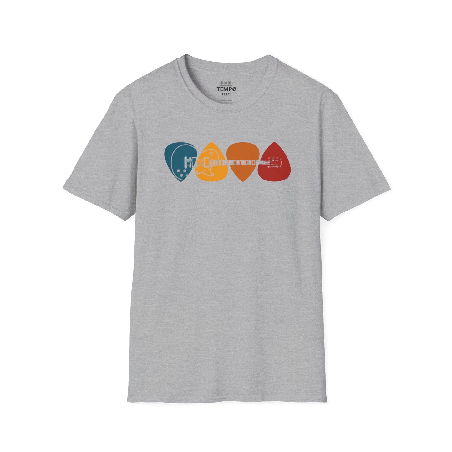 Colorful Guitar Picks Tee 🎸 Minimalist Guitarist Shirt - Music Lover Gift