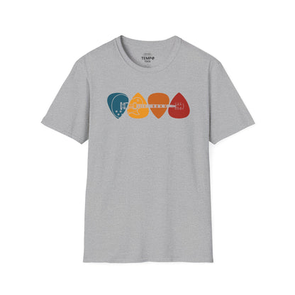 Colorful Guitar Picks Tee 🎸 Minimalist Guitarist Shirt - Music Lover Gift