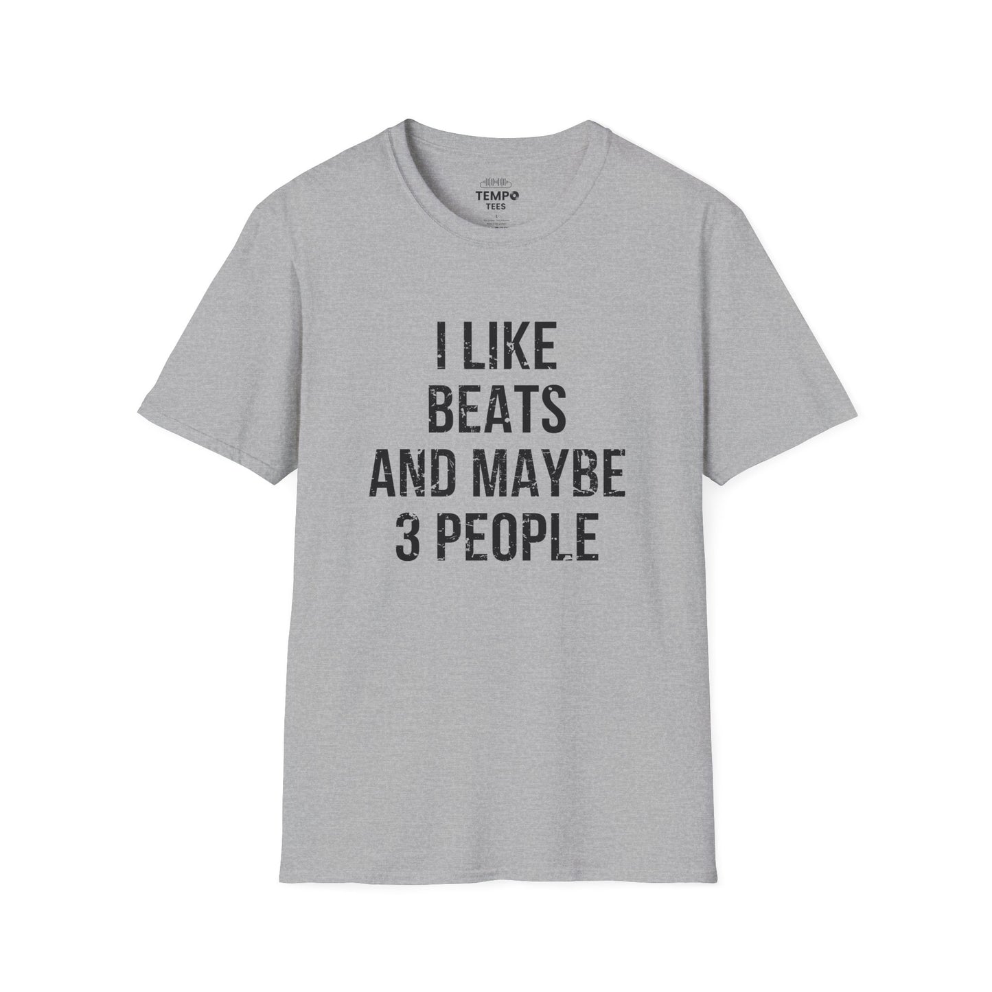 I Like Beats and Maybe 3 People Tee 🎧 Bold Hip Hop Music Shirt