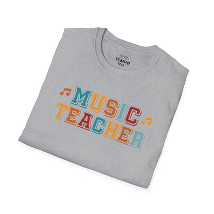 Retro Music Teacher Tee 🎶 Colorful Educator Shirt - Music Appreciation Gift