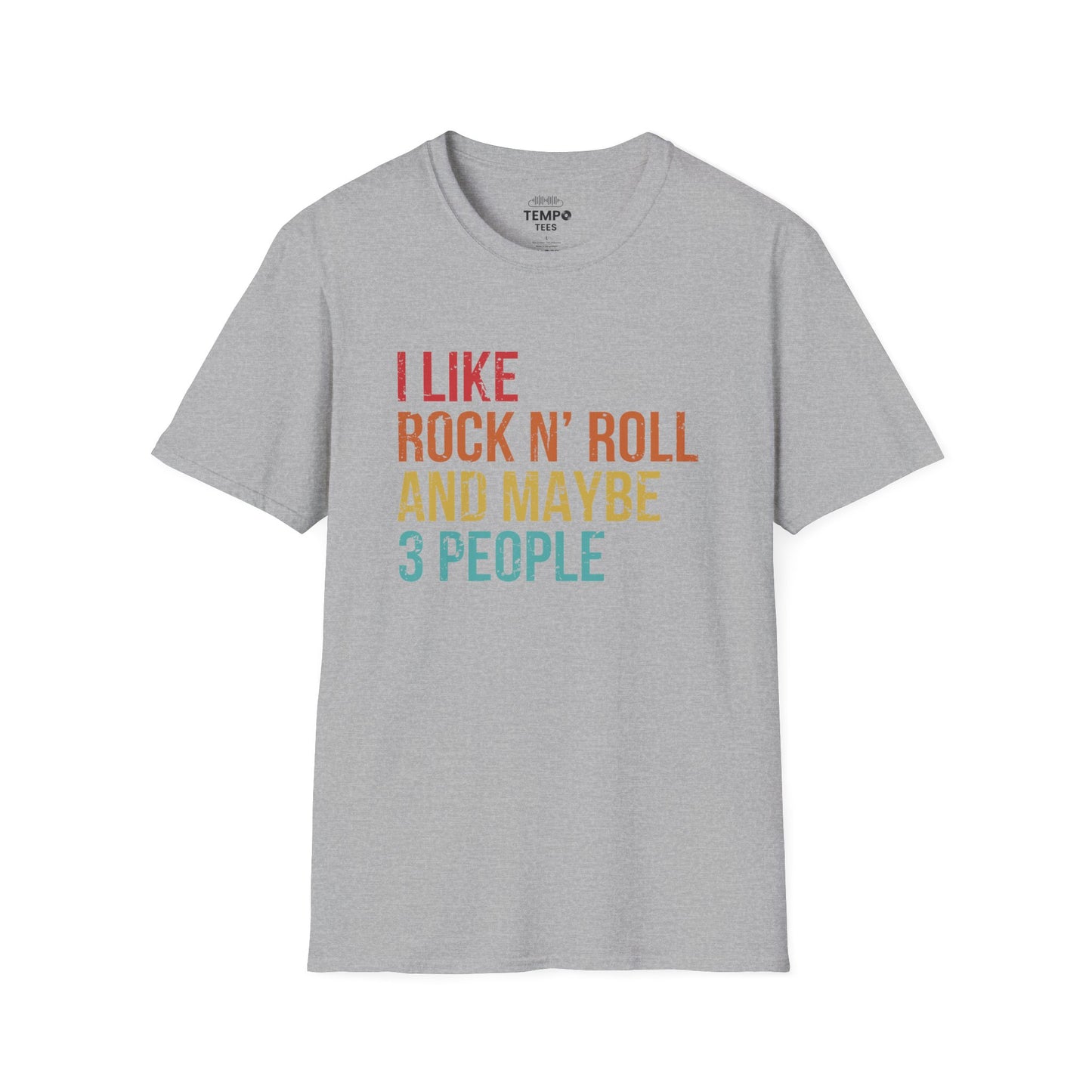 I Like Rock N' Roll and Maybe 3 People Tee 🎸 Funny Introverted Rock Shirt - Retro Design