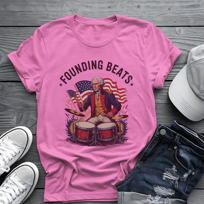 Founding Beats Tee 🥁 Patriotic 4th of July Drummer Shirt - George Washington Music Shirt
