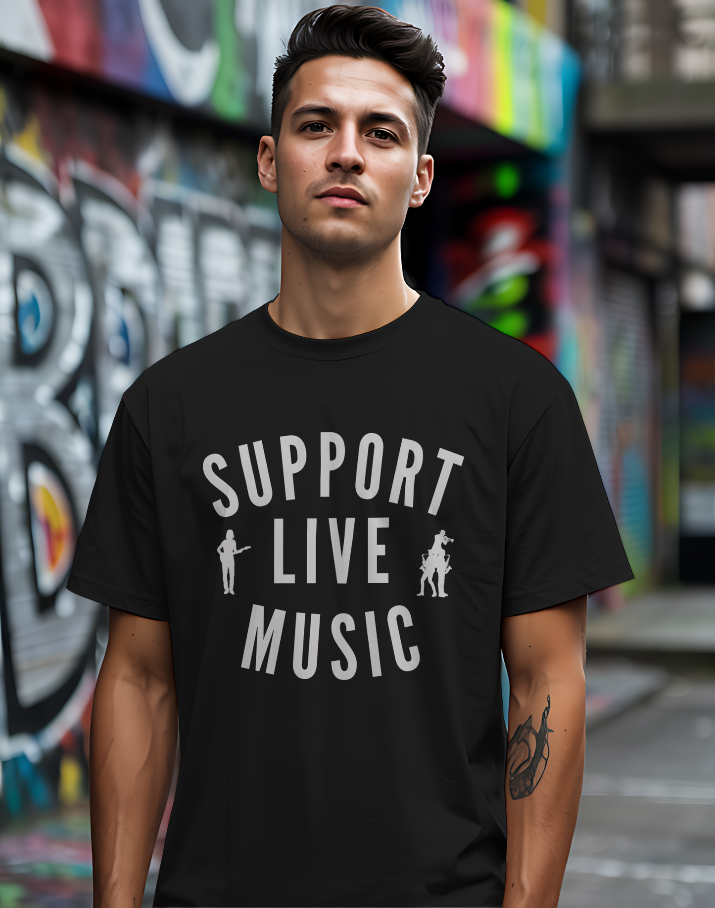 Support Live Music Tee 🎶 Musician Silhouettes Shirt - Concert Lover Gift