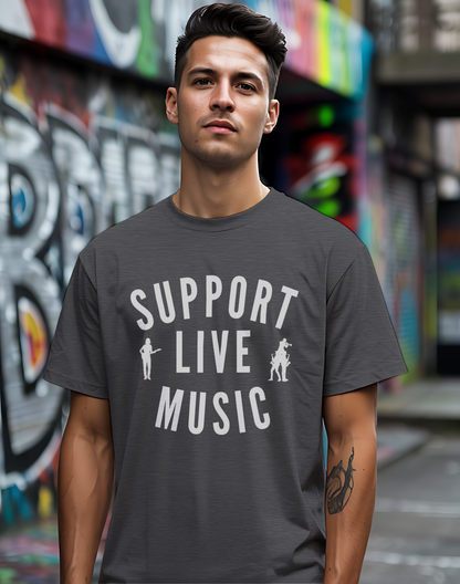 Support Live Music Tee 🎶 Musician Silhouettes Shirt - Concert Lover Gift
