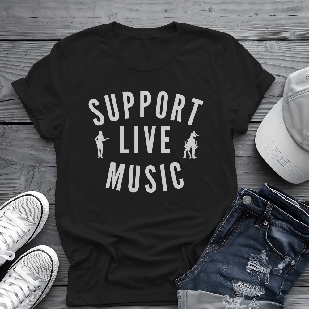 Support Live Music Tee 🎶 Musician Silhouettes Shirt - Concert Lover Gift