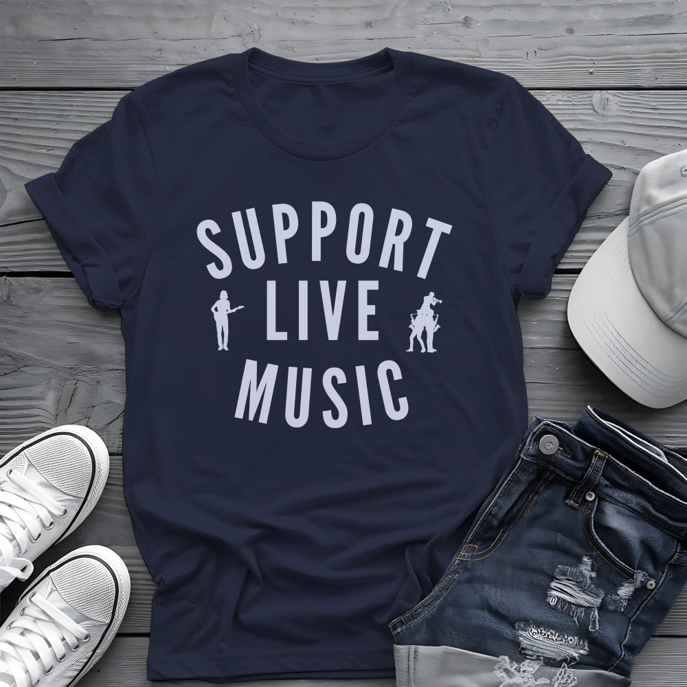 Support Live Music Tee 🎶 Musician Silhouettes Shirt - Concert Lover Gift
