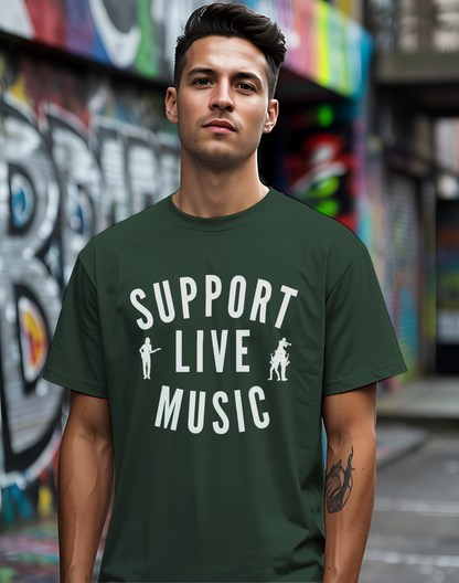 Support Live Music Tee 🎶 Musician Silhouettes Shirt - Concert Lover Gift