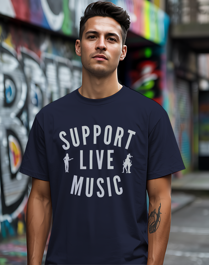 Support Live Music Tee 🎶 Musician Silhouettes Shirt - Concert Lover Gift