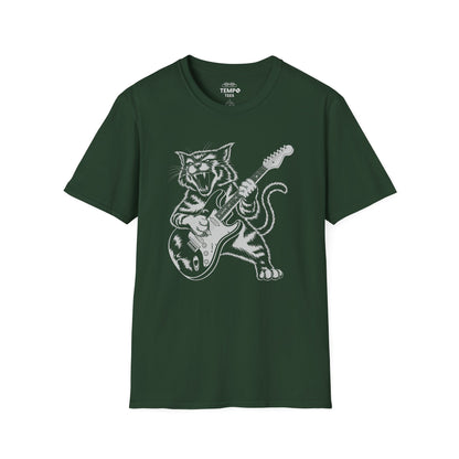 Rock Cat Guitar Tee 🎸 Funny Music Shirt