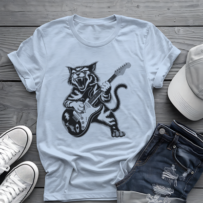 Rock Cat Guitar Tee 🎸 Funny Music Shirt