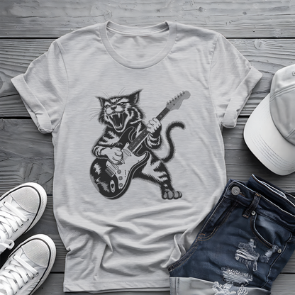 Rock Cat Guitar Tee 🎸 Funny Music Shirt