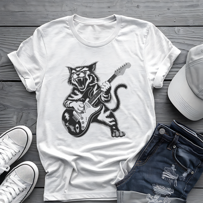 Rock Cat Guitar Tee 🎸 Funny Music Shirt