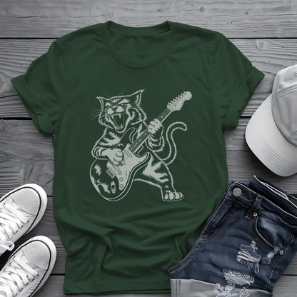 Rock Cat Guitar Tee 🎸 Funny Music Shirt