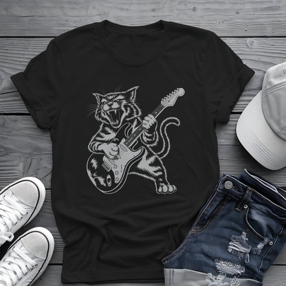 Rock Cat Guitar Tee 🎸 Funny Music Shirt