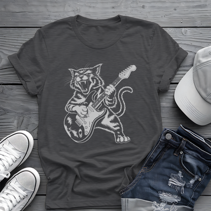 Rock Cat Guitar Tee 🎸 Funny Music Shirt