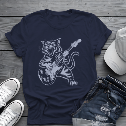 Rock Cat Guitar Tee 🎸 Funny Music Shirt