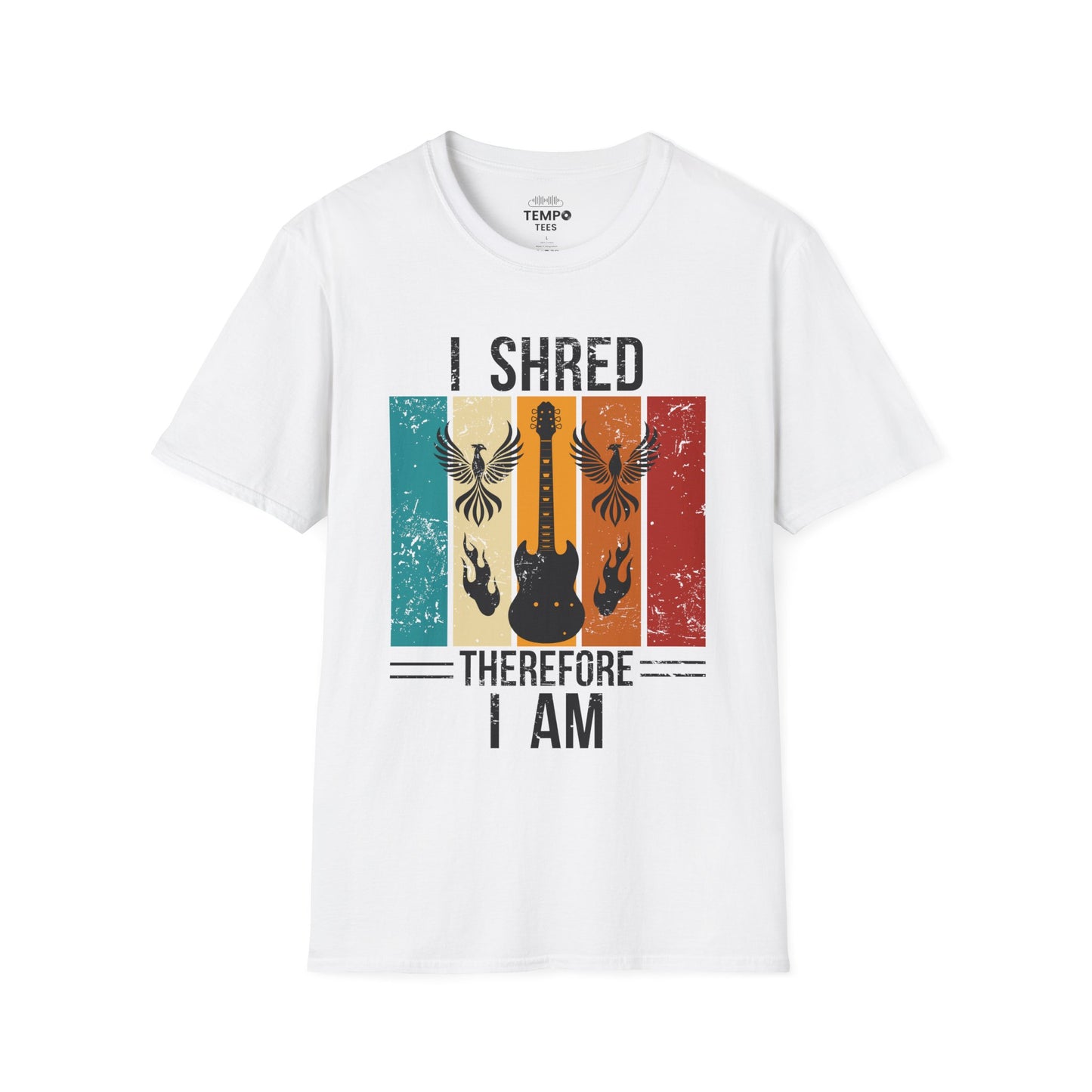 I Shred Therefore I Am T-Shirt 🎸 Retro Guitar Philosophy Shirt