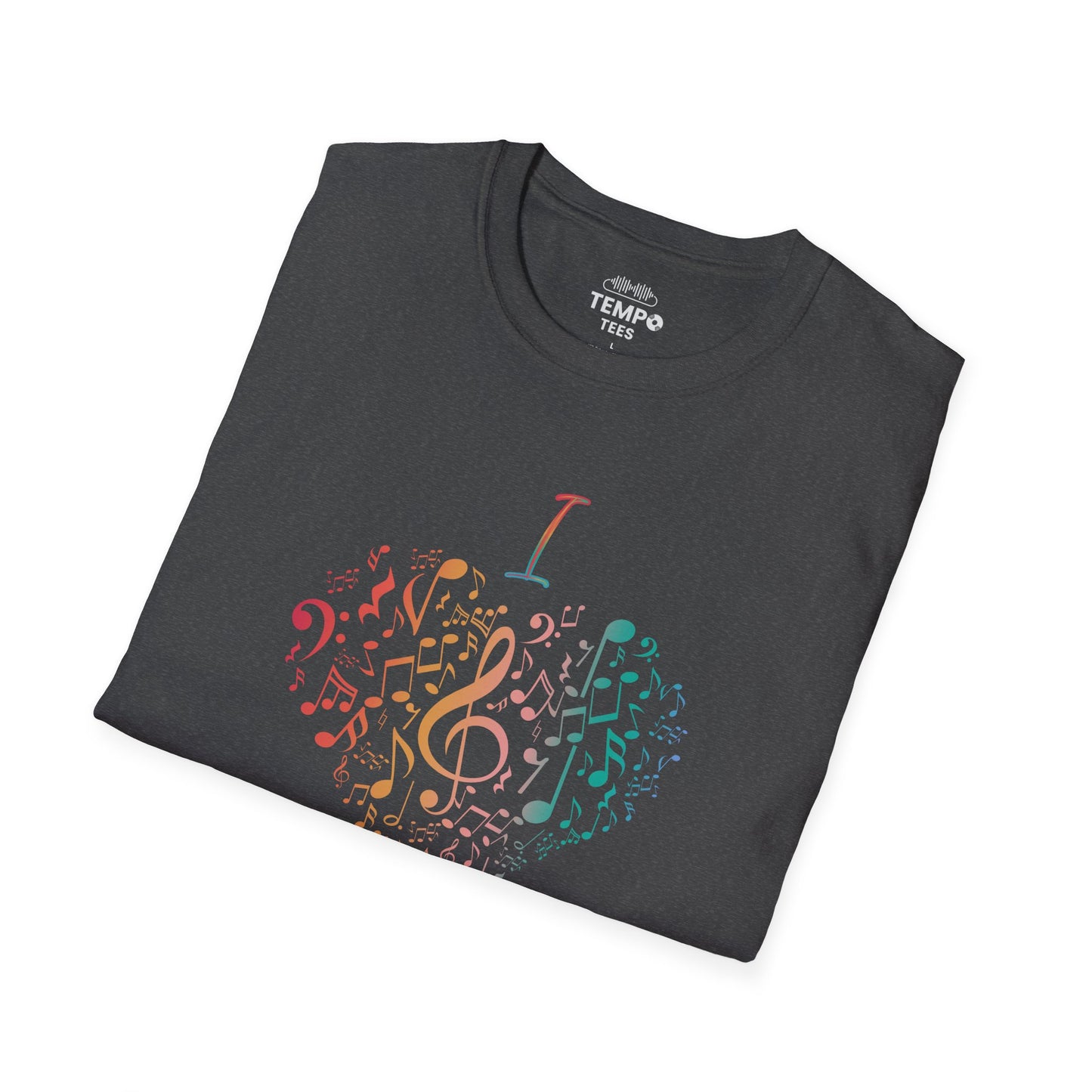 I Love Music Tee 🎶 Colorful Note Heart Shirt - Music Lover Gift