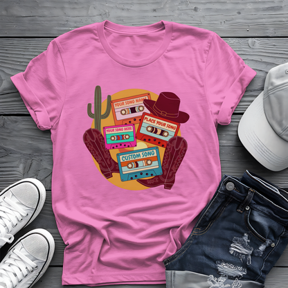 Custom Country Cassette Tee 🤠 Personalized Music Shirt - Retro Western Gift