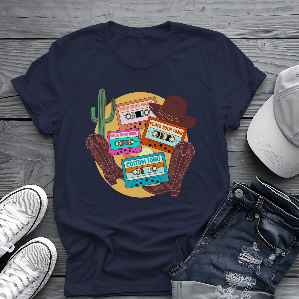 Custom Country Cassette Tee 🤠 Personalized Music Shirt - Retro Western Gift