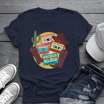 Custom Country Cassette Tee 🤠 Personalized Music Shirt - Retro Western Gift