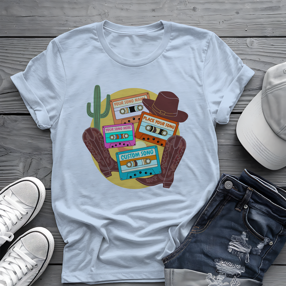 Custom Country Cassette Tee 🤠 Personalized Music Shirt - Retro Western Gift