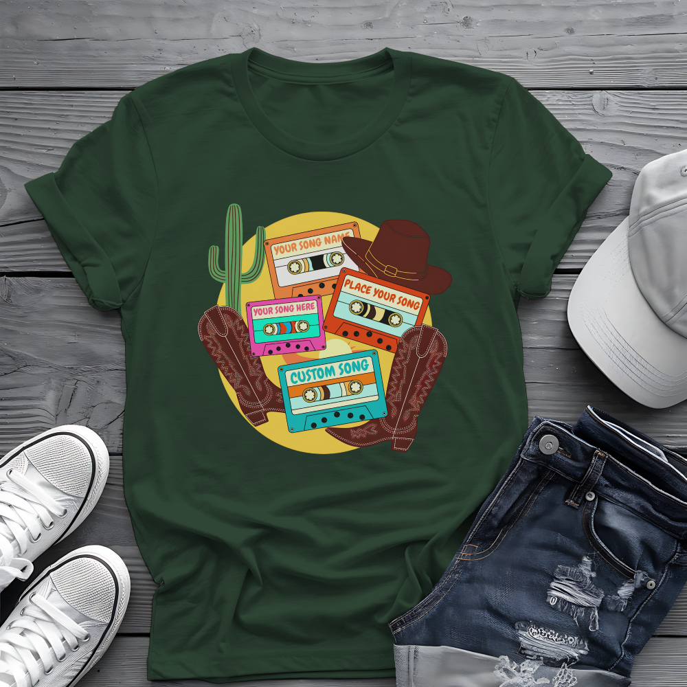Custom Country Cassette Tee 🤠 Personalized Music Shirt - Retro Western Gift