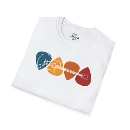 Colorful Guitar Picks Tee 🎸 Minimalist Guitarist Shirt - Music Lover Gift