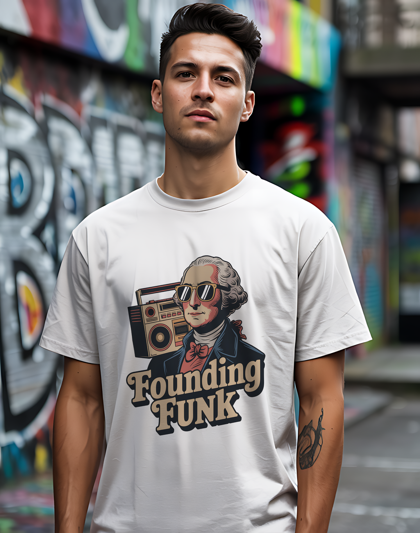 Founding Funk Tee 🕶️ Retro Washington 4th of July Music Shirt