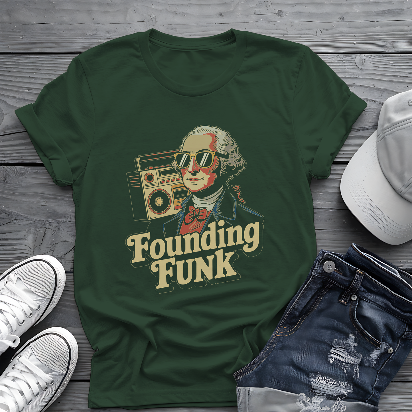 Founding Funk Tee 🕶️ Retro Washington 4th of July Music Shirt