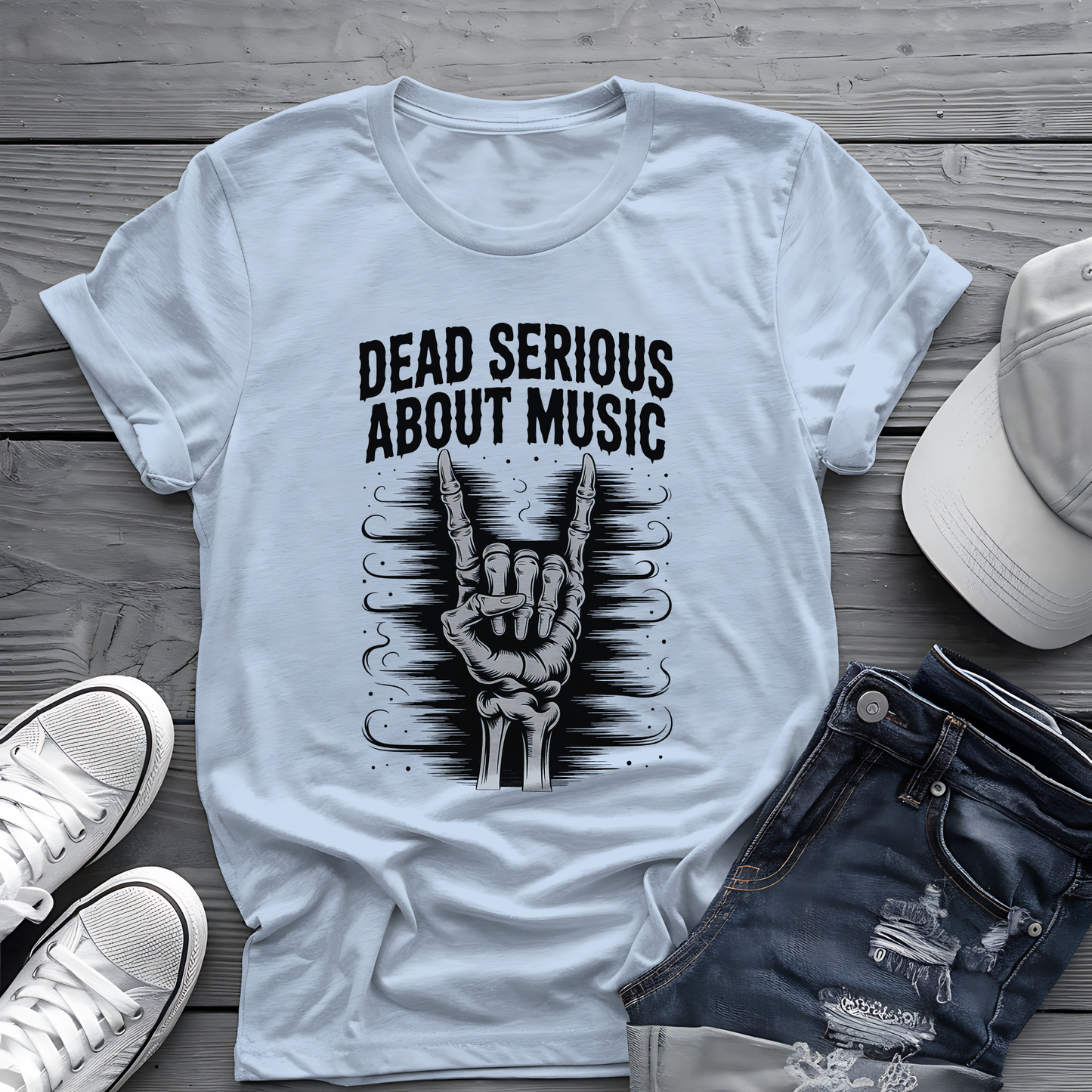 Dead Serious About Music Tee 💀  Spooky Bones Shirt
