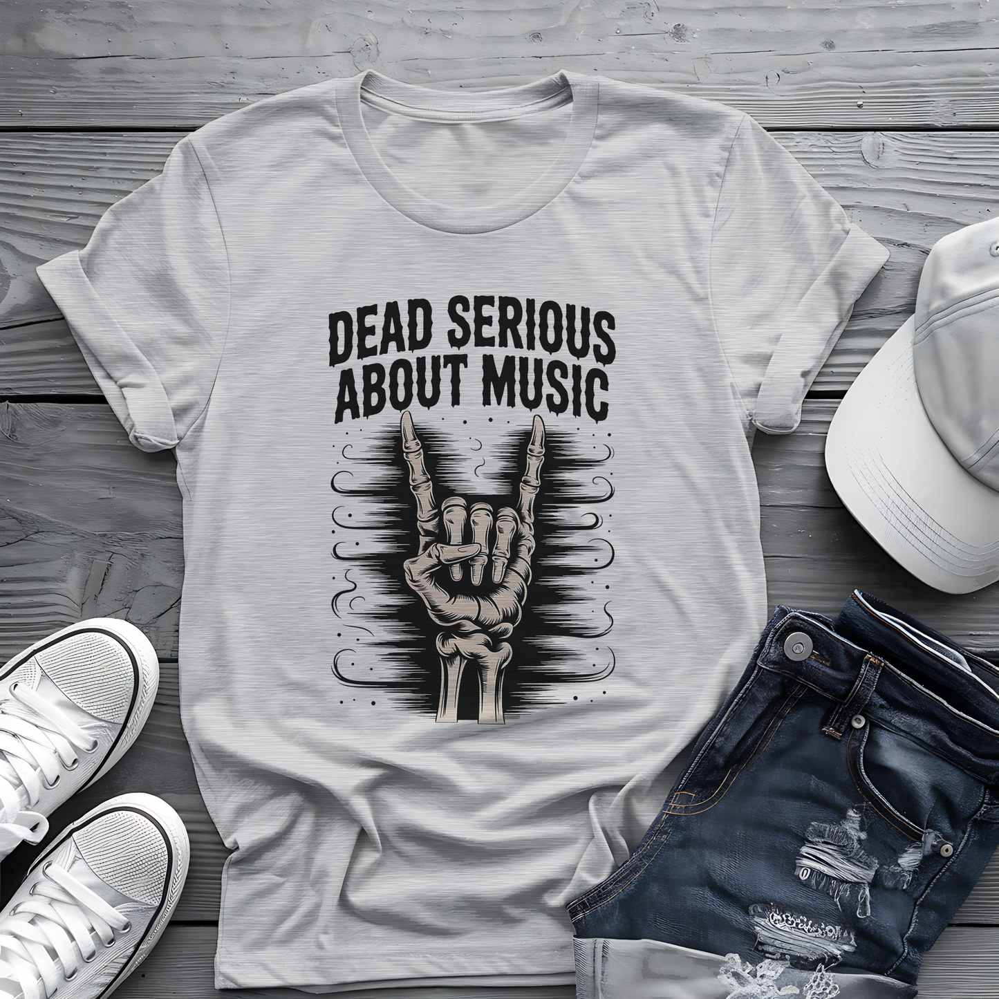 Dead Serious About Music Tee 💀  Spooky Bones Shirt