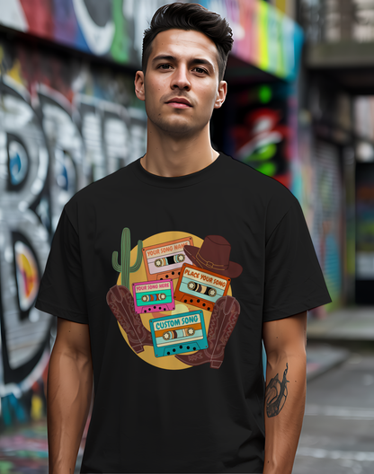 Custom Country Cassette Tee 🤠 Personalized Music Shirt - Retro Western Gift
